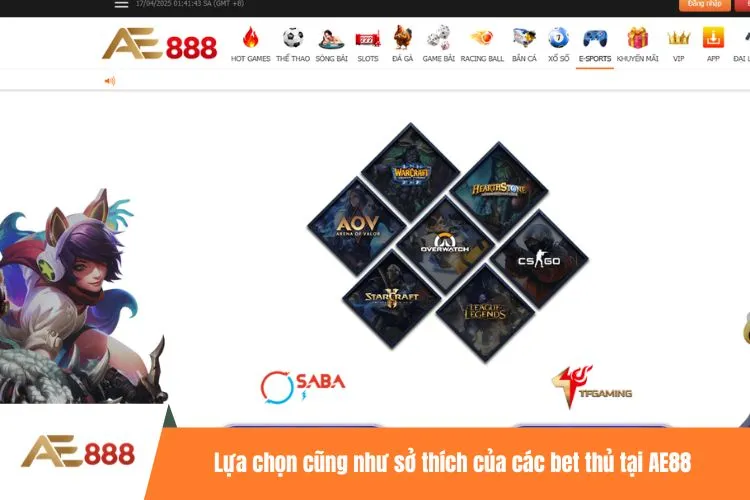 Lựa chọn cũng như sở thích của các bet thủ tại AE88